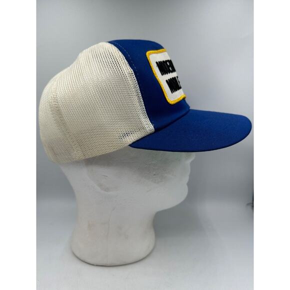 Vtg Modern Living Mobile Homes Trucker Hat Patch Cap Snapback Blue Mesh USA S/M - Picture 3 of 9